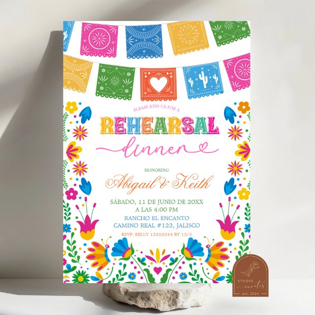 Convites Colorful Talavera Mexican Rehearsal Dinner (Criador carregado)
