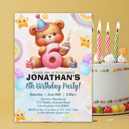 Convites Colorful Teddy Bear Birthday 6 for Boy's