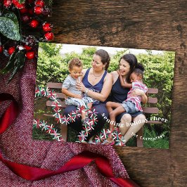 Convites Colorful Tinsel Garland Christmas Photo Card