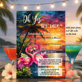 Convites Colorful Tropical Flamingo Wedding Reception Photo