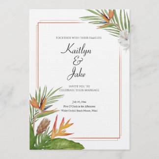 Convites Colorful Tropical Floral Wedding Invitation