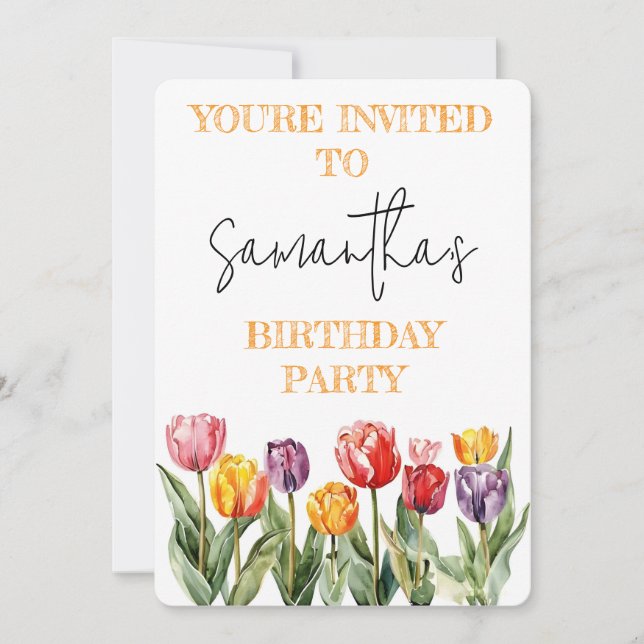 Convites Colorful Tulips Spring Flowers Theme Invitation (Frente)