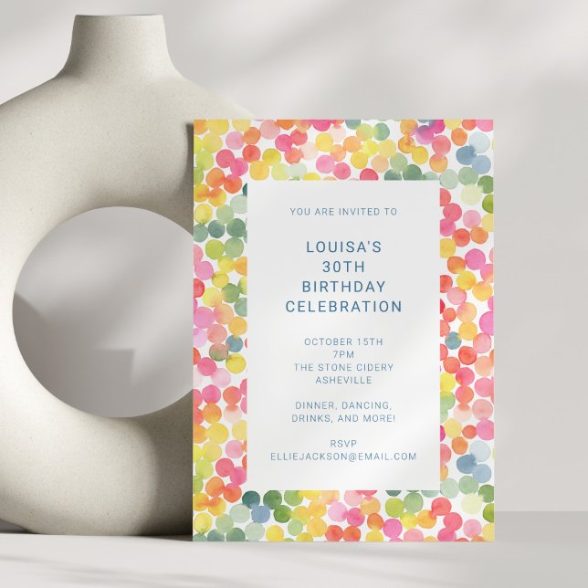 Convites Colorful Watercolor Confetti Birthday Celebration (Criador carregado)