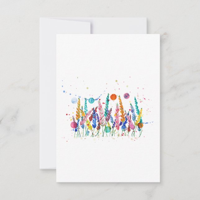 Convites Colorful Watercolor Flowers (Frente)