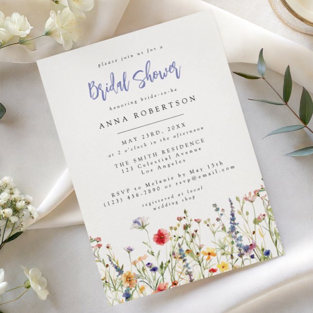 Convites Colorful Wildflower Bridal Shower Invitation (Criador carregado)