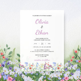 Convites Colorful Wildflower Garden Wedding Invitation