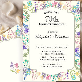Convites Colorful Wildflowers 70th Birthday Party