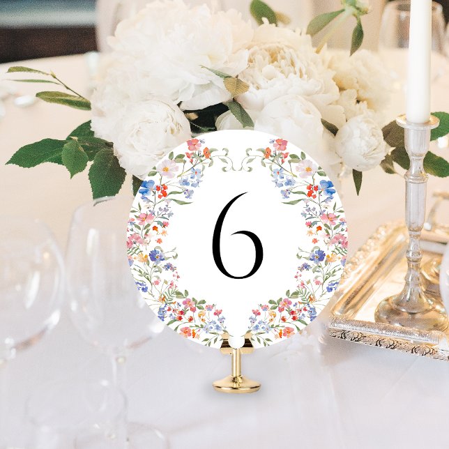 Convites Colorful Wildflowers Floral Round Table Number (Criador carregado)