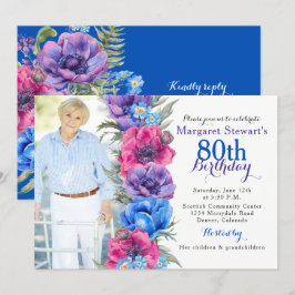 Convites Colorida Anemone Floral Photo 80 Birthday