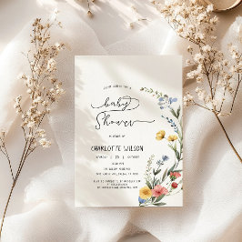 Convites Colorida Aquarela Chá de fraldas de flor selvagem