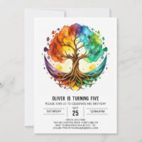 Colorida Árvore de Vida Encantada Aniversário