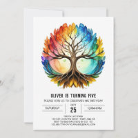 Colorida Árvore Whimsical de Aniversário