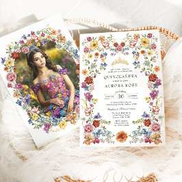 Convites Colorida Boho Floral Quinceañera Mis Quince