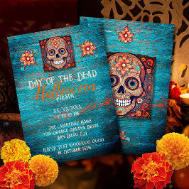 Convites Colorida Boho Halloween Dia dos Mortos