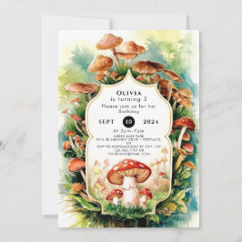 Convites Colorida Boho Mushroom Aniversário