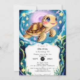 Convites Colorida Boho Submarino Tartaruga Aniversário