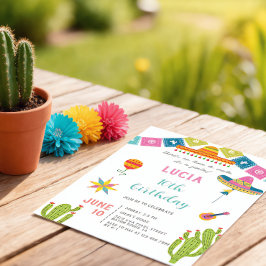 Convites Colorida Cactus Mexicano Foto Fiesta Aniversário