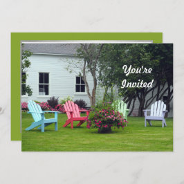 Convites Colorida Cadeira de Adirondack Foto Floral Anivers