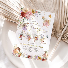 Convites Colorida Fada de Flor Selvagem Princesa 5 Aniversá