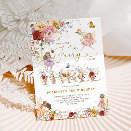 Convites Colorida Fada de Flor Selvagem Princesa aniversári
