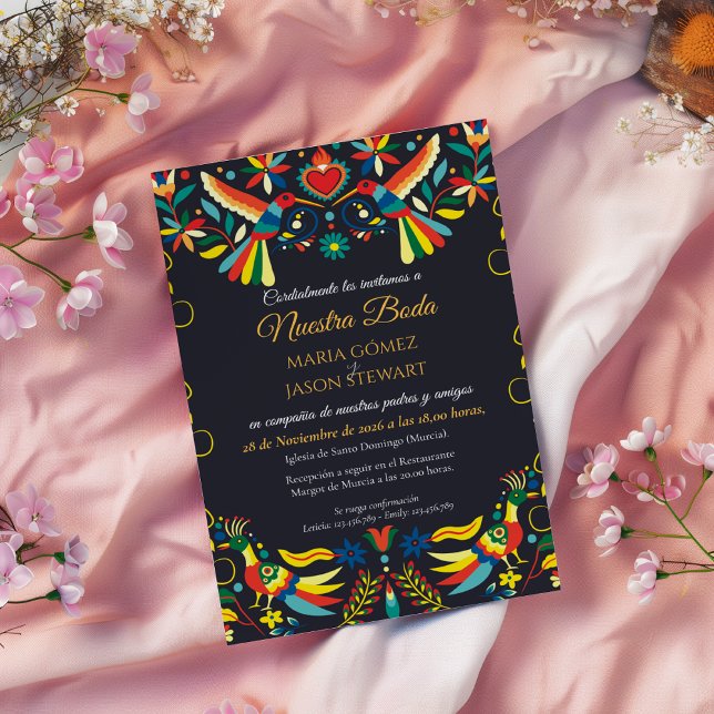 Convites Colorida Festa Cinco de Mayo Casamento Espanhol (Colorful Cinco de Mayo Fiesta Spanish Wedding Invitation)