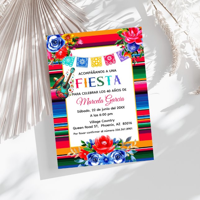 Convites Colorida Festa de aniversário Fiesta Mexicana Espa (Criador carregado)