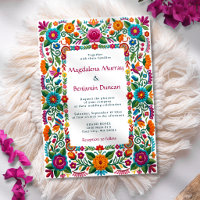 Colorida Festa Mexicana Floral Bordado Casamento