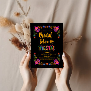 Convites Colorida Fiesta Chá de panela Flores Mexicanas