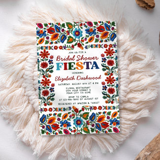 Convites Colorida Fiesta Folk Art Chá de panela Floral
