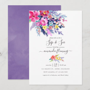 Convites Colorida Floral de Aquarela Primavera Sip e Veja