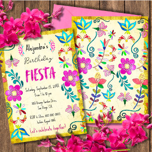 Convites Colorida Floral Mexicana Folk Art Fiesta Aniversár