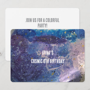 Convites Colorida Galáxia Cósmica Aniversário Aquarela