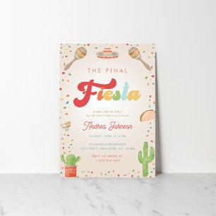Convites Colorida Groovy Final Fiesta Festa de solteira