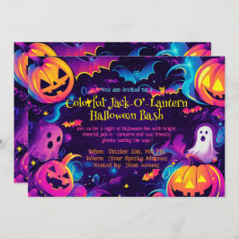 Convites 🎃 Colorida Jack-O’-Lanterna Bash Halloween