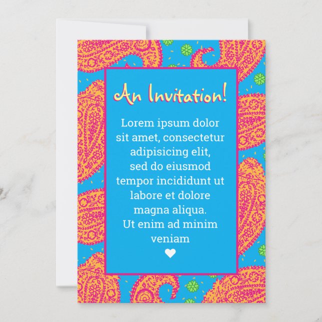 Convites Colorida Paisley Pattern (Frente)