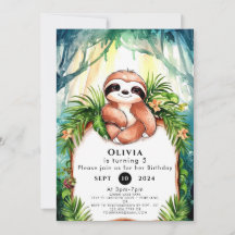 Colorida Pastel Sloth Aniversário