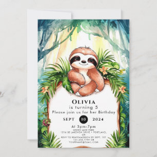Convites Colorida Pastel Sloth Aniversário