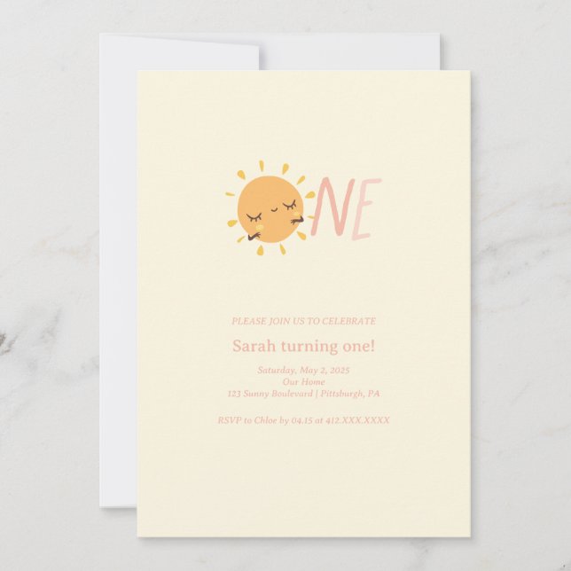 Convites Colorida Primeira Volta ao Sol 1º  (Frente)