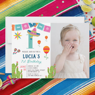 Convites Colorida primeiro aniversario de Foto Fiesta Cactu