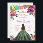 Convites Colorida Quinceañera Emerald Green Flower Birthday<br><div class="desc">Quinceañera Emerald Green Colorful Floral Birthday Crown Invitation Mis Quince Anos,  15 Birthday</div>