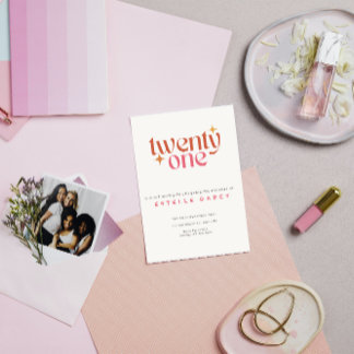 Convites Colorida Retro Minimalista 21 primeiros partidos d