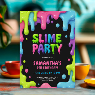 Convites Colorida Slime Party for Kids