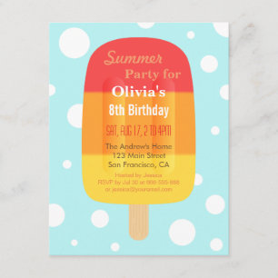 Convites Colorida Summer Lolly Popsicle Sorvete
