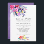 Convites Colorida Watercolor Floral Bat Mitzvah<br><div class="desc">Ssofisticado e de cor clara,  o morcego mitzvah da flor silvestre,  convites com sotaque de ameixa,  ultra violeta e verde-salva,  projetados para serem rápida e facilmente personalizados de acordo com as especificidades de seu evento.</div>