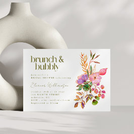 Convites Colorida Watercolor Floral Brunch Chá de Borracha