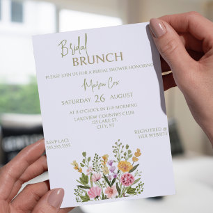 Convites Colorida Watercolor Floral Buquê BridaI Brunch