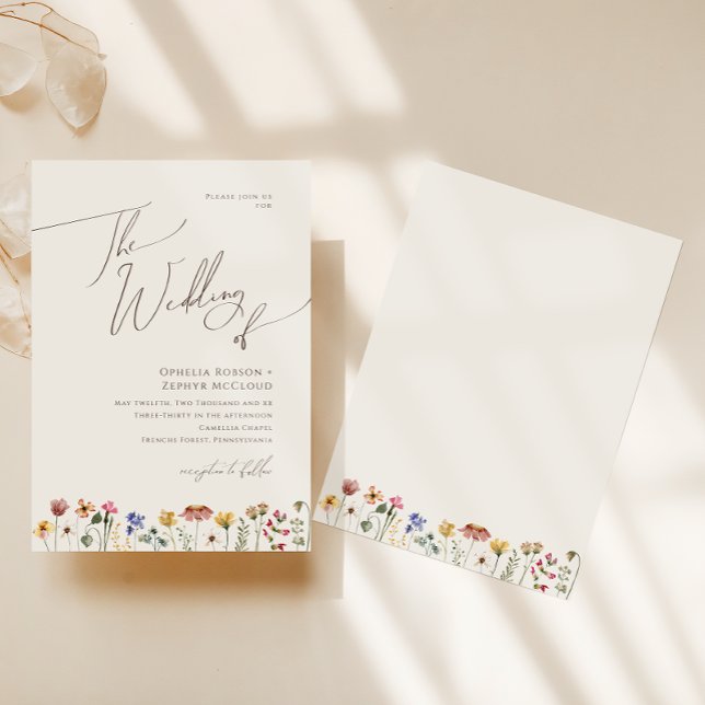 Convites Colorida Wildflower | Beige Casamento De (Criador carregado)