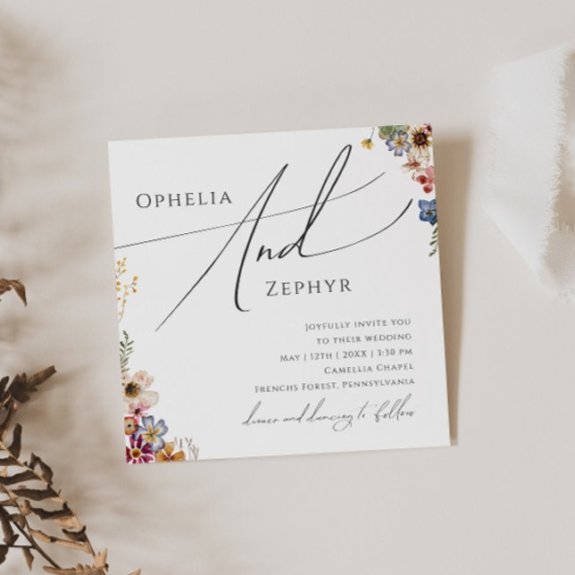 Convites Colorida Wildflower | Casamento praça de jardim (Criador carregado)