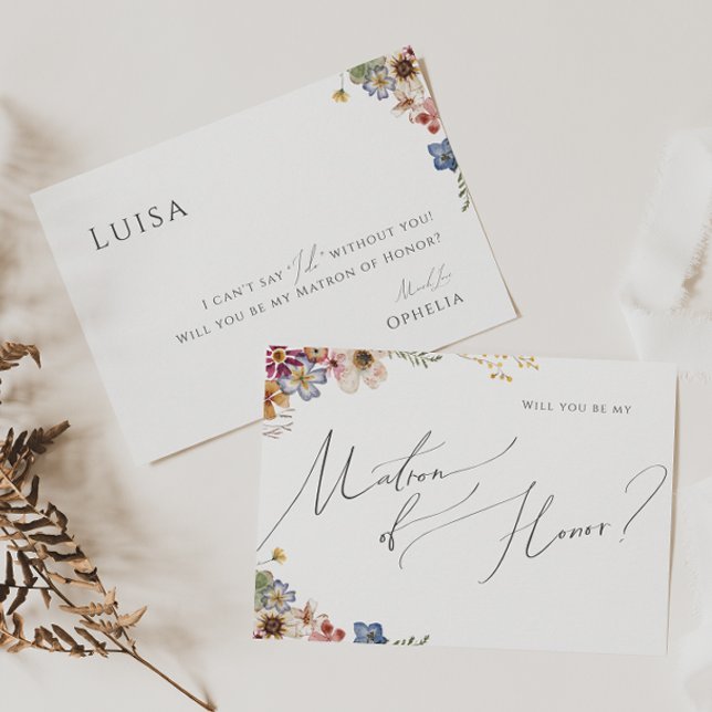 Convites Colorida Wildflower | Garden Matron of Honor Card (Criador carregado)
