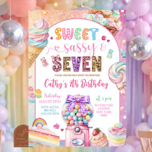 Convites Coloridas Balas Pastel com Lantejoulas Aniversário